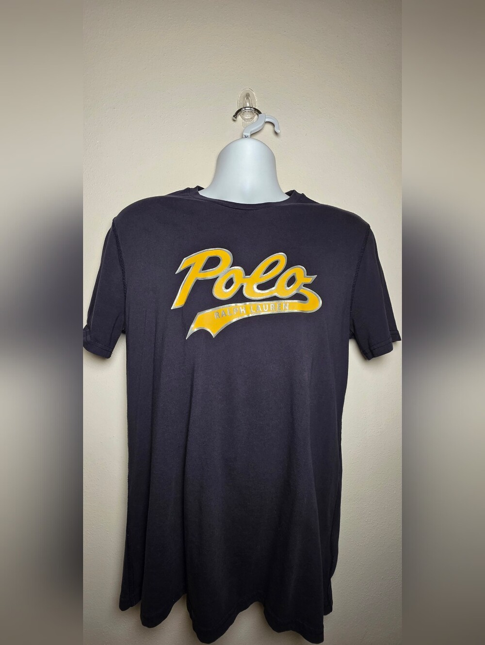 Ralph Lauren Dark Navy Short-Sleeve Tee with Yellow Polo Script